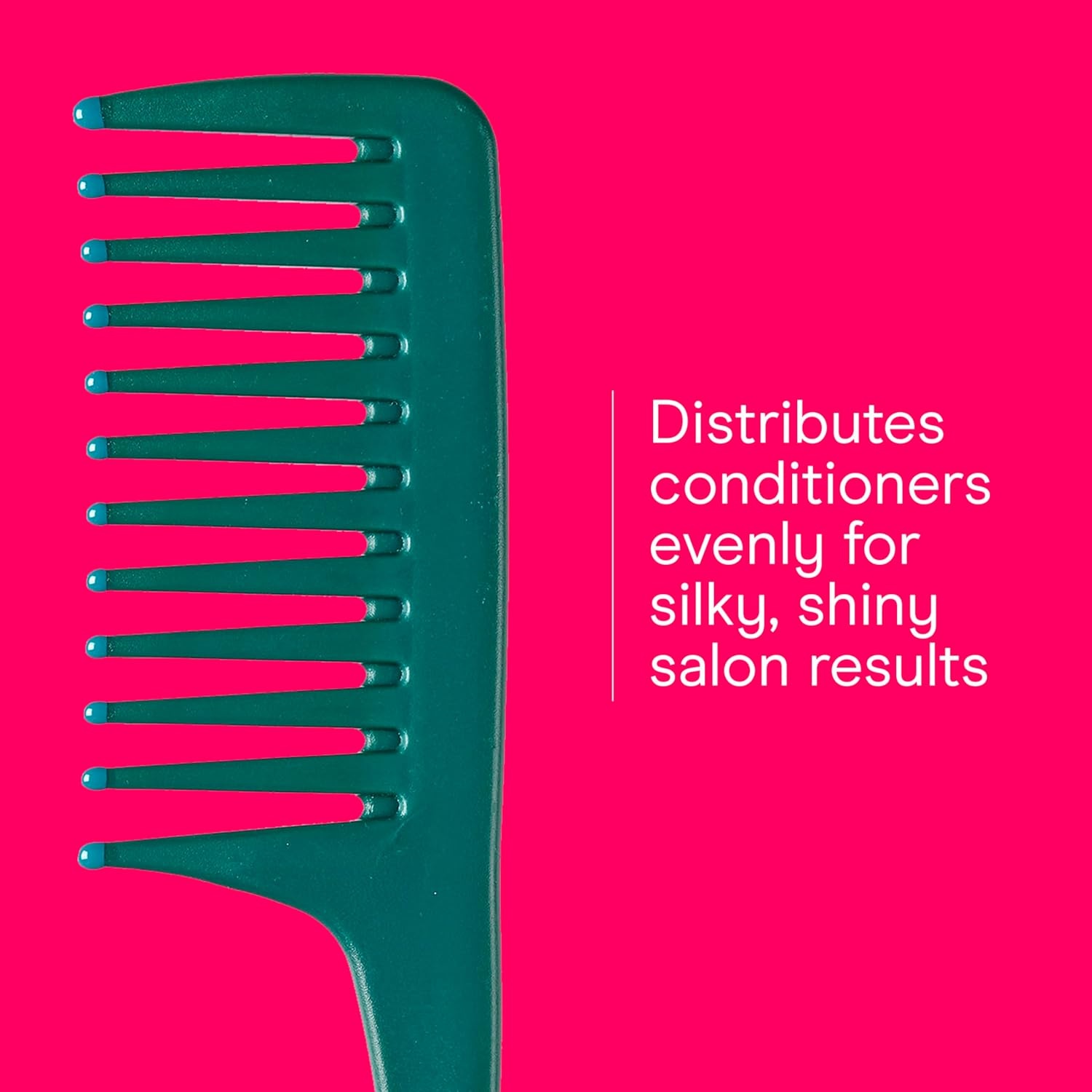 image:imageConair Detangle amp Smooth Shower Comb with Hook Detangler Hair Comb for Women and Men WideSpaced Teeth for Any Hair Type Wet or Dry Distributes Conditioner Teal Green