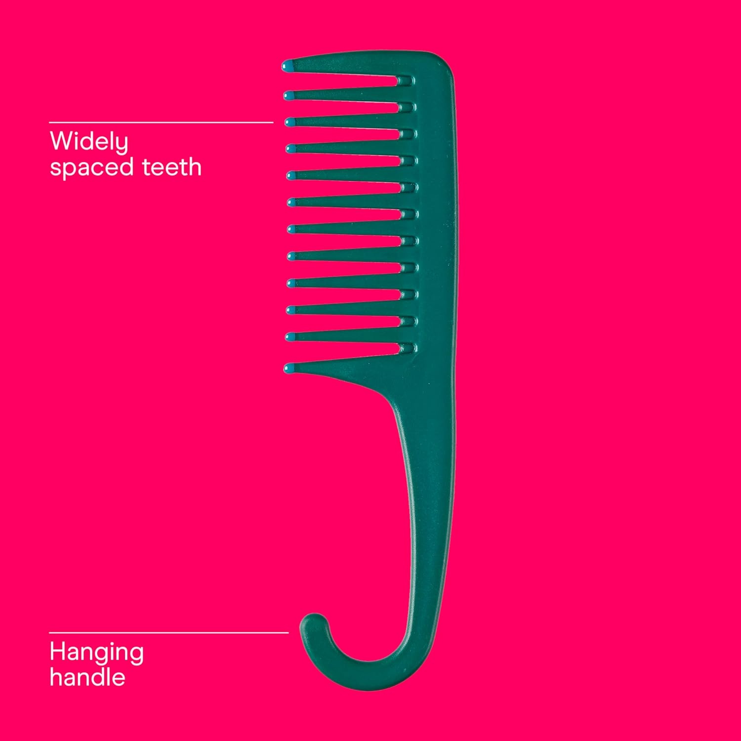 image:imageConair Detangle amp Smooth Shower Comb with Hook Detangler Hair Comb for Women and Men WideSpaced Teeth for Any Hair Type Wet or Dry Distributes Conditioner Teal Green