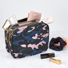 image:imageConair Makeup Bag  Travel Toiletry Bag  Cosmetic Bag  Toiletry Bag for Women  Double Zip Organizer  Pink Palm PrintBlue  Pink  Black Camo