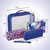 image:imageConair Makeup Bag  Travel Toiletry Bag  Cosmetic Bag  Toiletry Bag for Women  Double Zip Organizer  Pink Palm PrintBlue Palm
