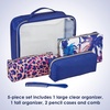 image:imageConair Makeup Bag  Travel Toiletry Bag  Cosmetic Bag  Toiletry Bag for Women  Double Zip Organizer  Pink Palm PrintBlue Palm