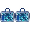 image:imageConair Makeup Bag  Travel Toiletry Bag  Cosmetic Bag  Toiletry Bag for Women  Double Zip Organizer  Pink Palm PrintBlue Swirl