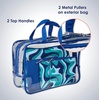 image:imageConair Makeup Bag  Travel Toiletry Bag  Cosmetic Bag  Toiletry Bag for Women  Double Zip Organizer  Pink Palm PrintBlue Swirl