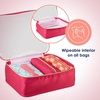 image:imageConair Makeup Bag  Travel Toiletry Bag  Cosmetic Bag  Toiletry Bag for Women  Double Zip Organizer  Pink Palm PrintPink  Daisy Print