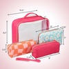 image:imageConair Makeup Bag  Travel Toiletry Bag  Cosmetic Bag  Toiletry Bag for Women  Double Zip Organizer  Pink Palm PrintPink  Daisy Print