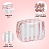 image:imageConair Makeup Bag  Travel Toiletry Bag  Cosmetic Bag  Toiletry Bag for Women  Double Zip Organizer  Pink Palm PrintPink  White Stripe