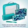 image:imageConair Makeup Bag  Travel Toiletry Bag  Cosmetic Bag  Toiletry Bag for Women  Double Zip Organizer  Pink Palm PrintTeal Palm
