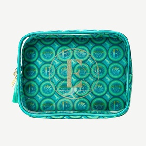 image:imageConair Makeup Bag  Travel Toiletry Bag  Cosmetic Bag  Toiletry Bag for Women  Double Zip Organizer  Pink Palm PrintElphaba Green