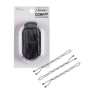 image:imageConair Pin amp Match Bobby Pins  hair accessories for women  Bobby Pins Black  Includes Storage Container  75 CountBlack