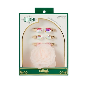 image:imageScnci by Conair Wicked Elphaba Scrunchie amp Hair Clip Set  7 Piece Set  Salon Clips with Faux Gems  Hair Accessories for Girls amp WomenGlinda  Pink